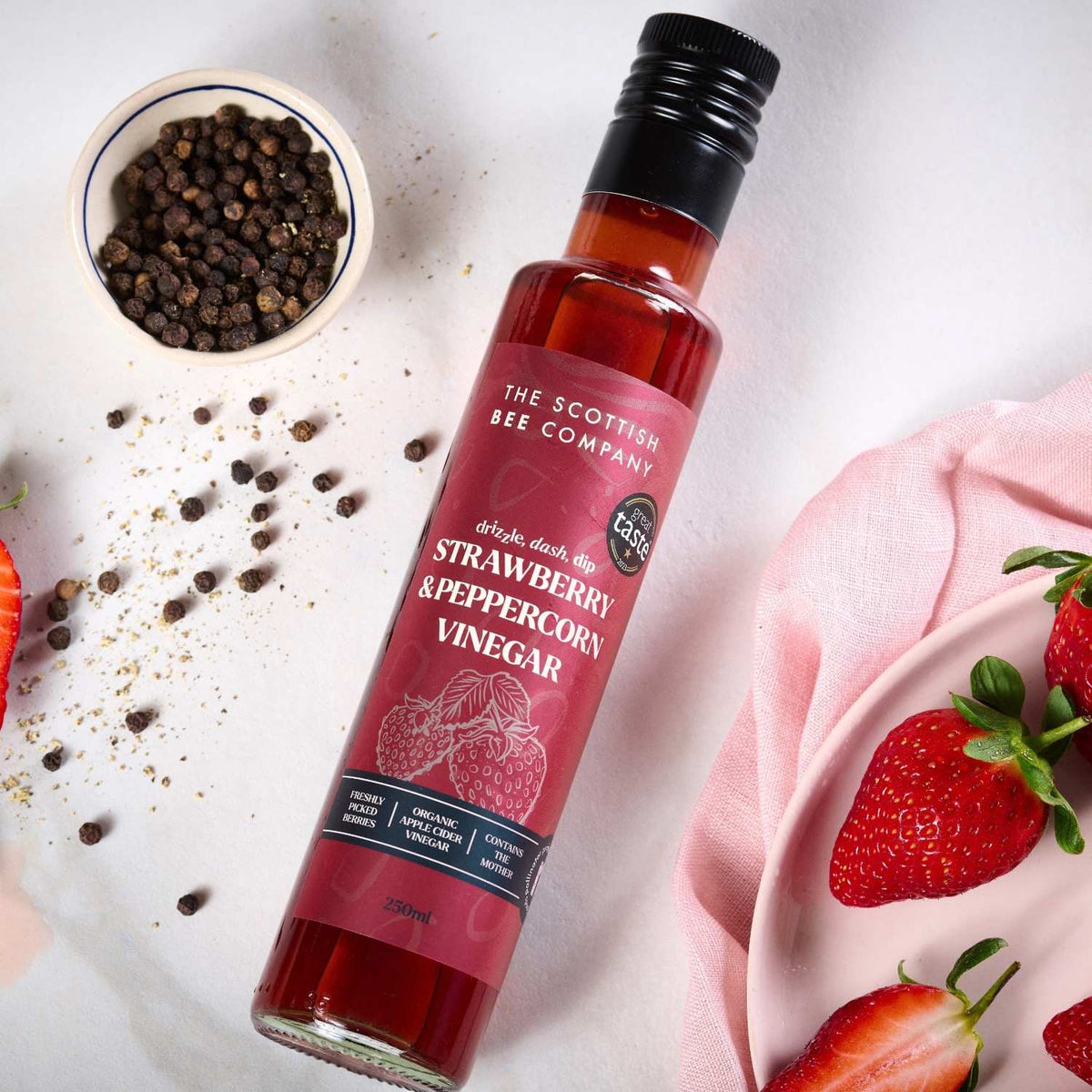 Scottish Bee Company Apple Cider Vinegar Infused with Strawberries &amp; Peppercorns