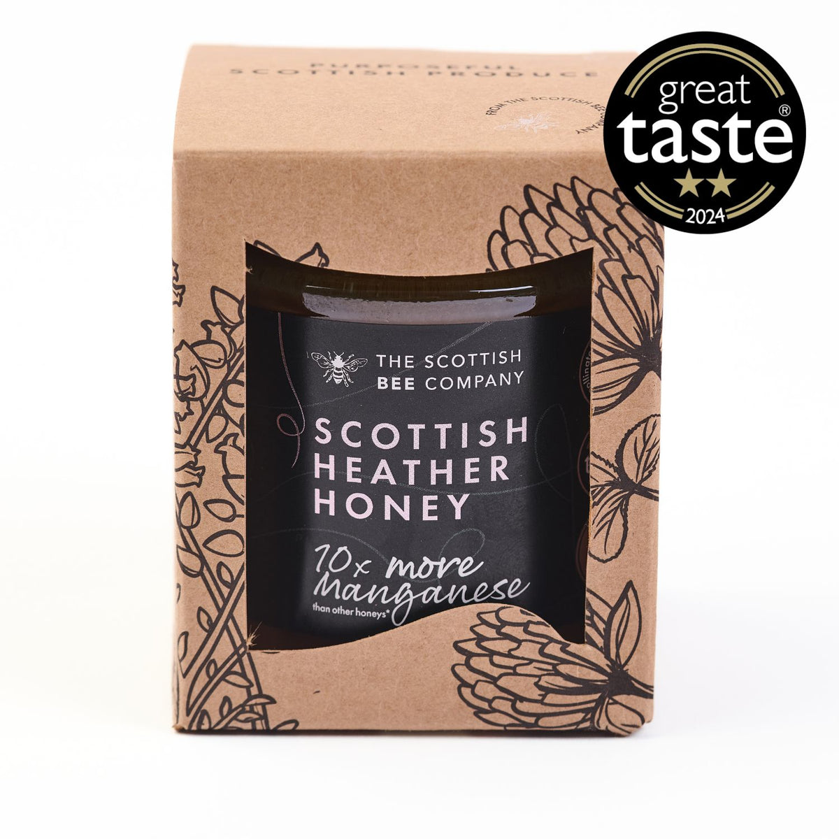 Scottish Heather Honey packaging with &